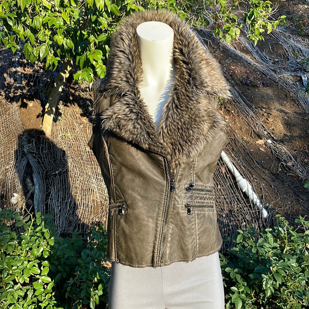 M Fredric vegan leather faux fur vest